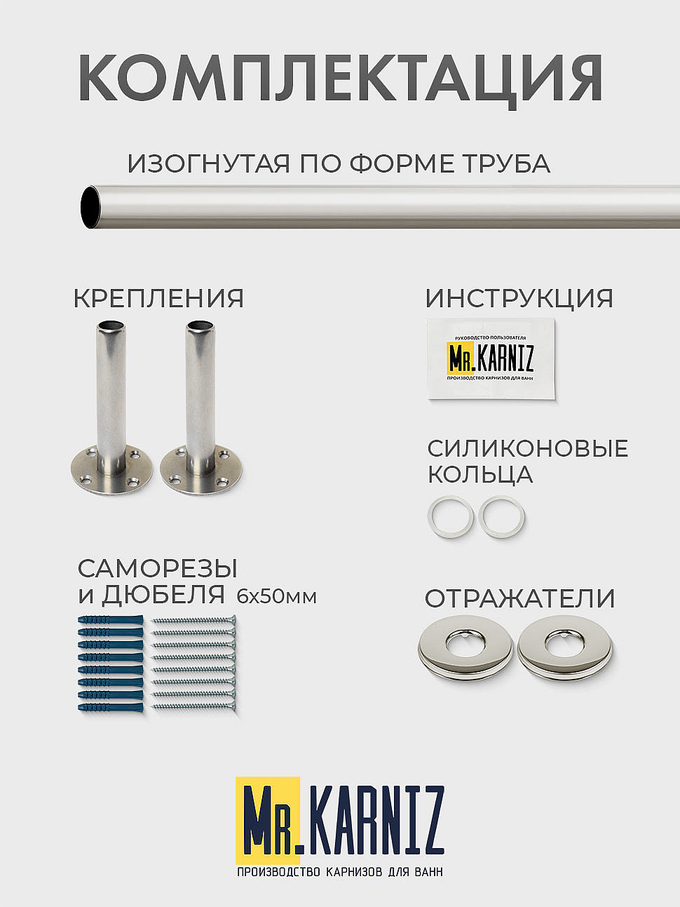 Карниз для душа Угловой Полукруглый 120х85 Усиленный 25 мм фото 9