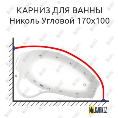 Карниз для ванны Bas Николь Угловой 170х110 Усиленный 20 мм MrKARNIZ