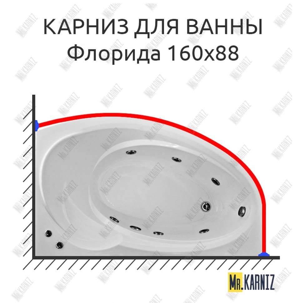 Карниз для ванны Bas Флорида 160х88 Усиленный 20 мм MrKARNIZ Карниз для ванны Bas Флорида 160х88 Усиленный 20 мм MrKARNIZ