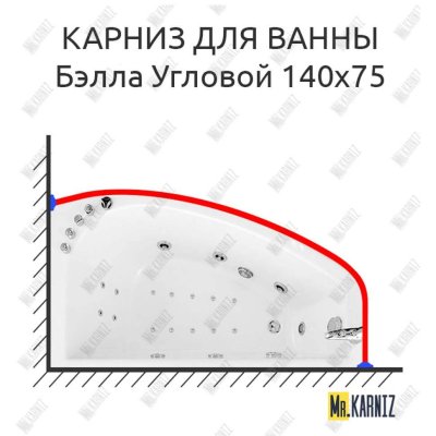 Карниз для ванны Triton Бэлла Угловой 140х75 Усиленный 20 мм MrKARNIZ